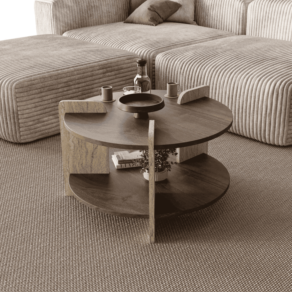 Table basse ronde double plateau D70 cm MILO - Calicosy