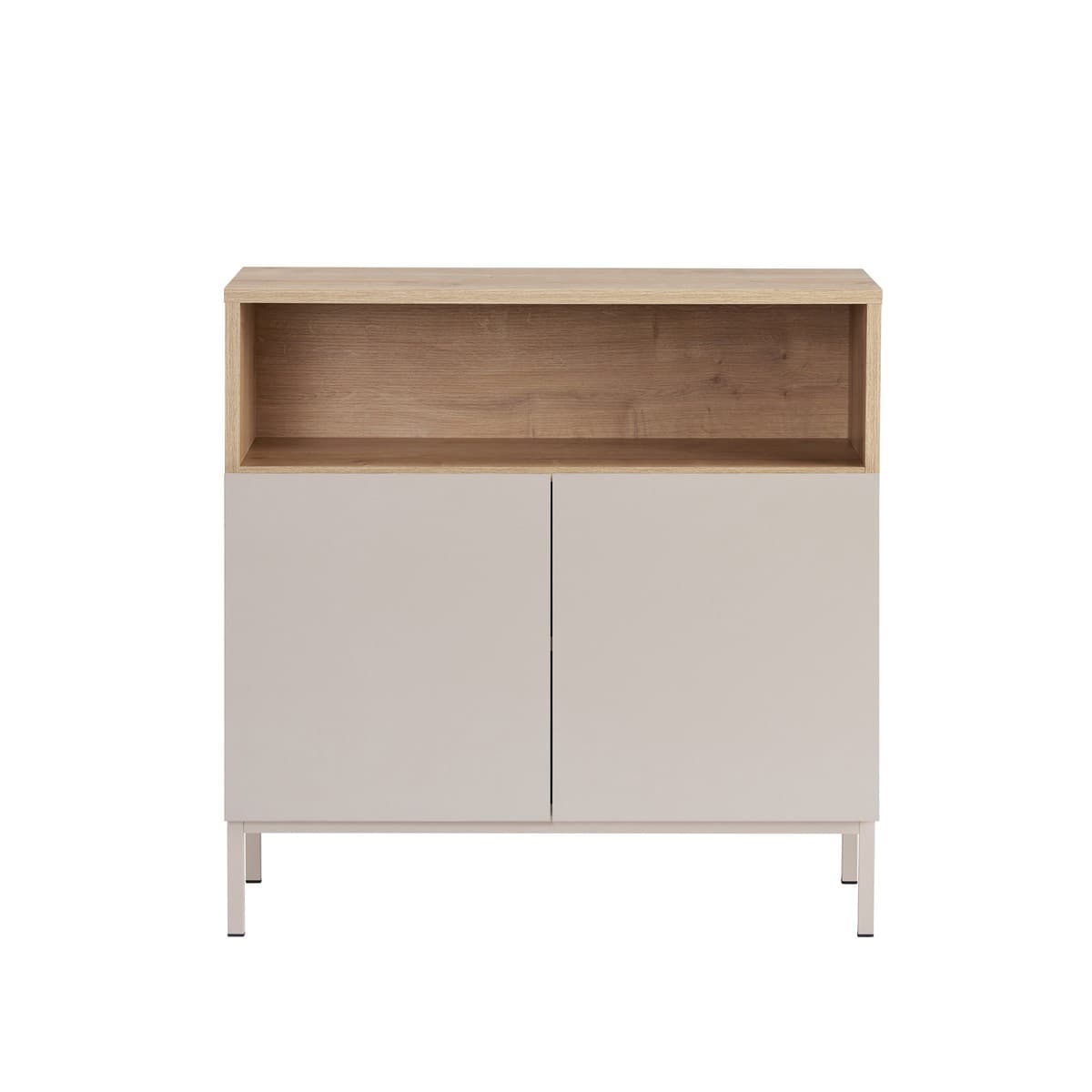 Petit buffet 2 portes 1 niche  L80 cm - OLIVER - Couleur : Cashmere - Panneaux de particules - Calicosy