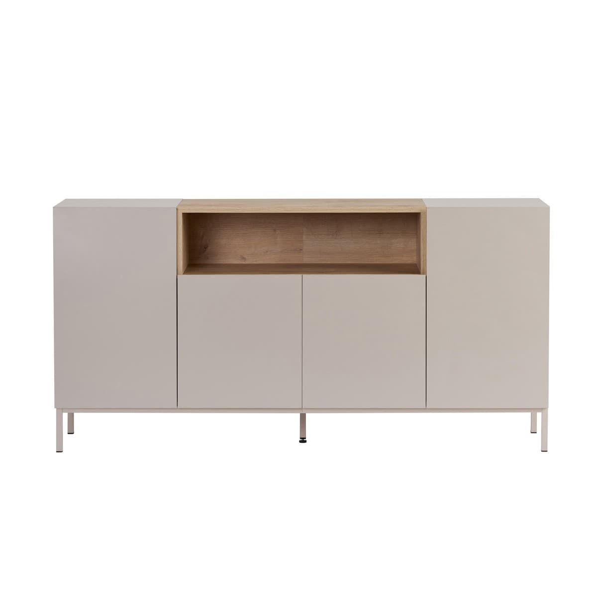 Buffet 4 portes 1 niche L160 cm - OLIVER - Couleur : Cashmere - Panneaux de particules - Calicosy