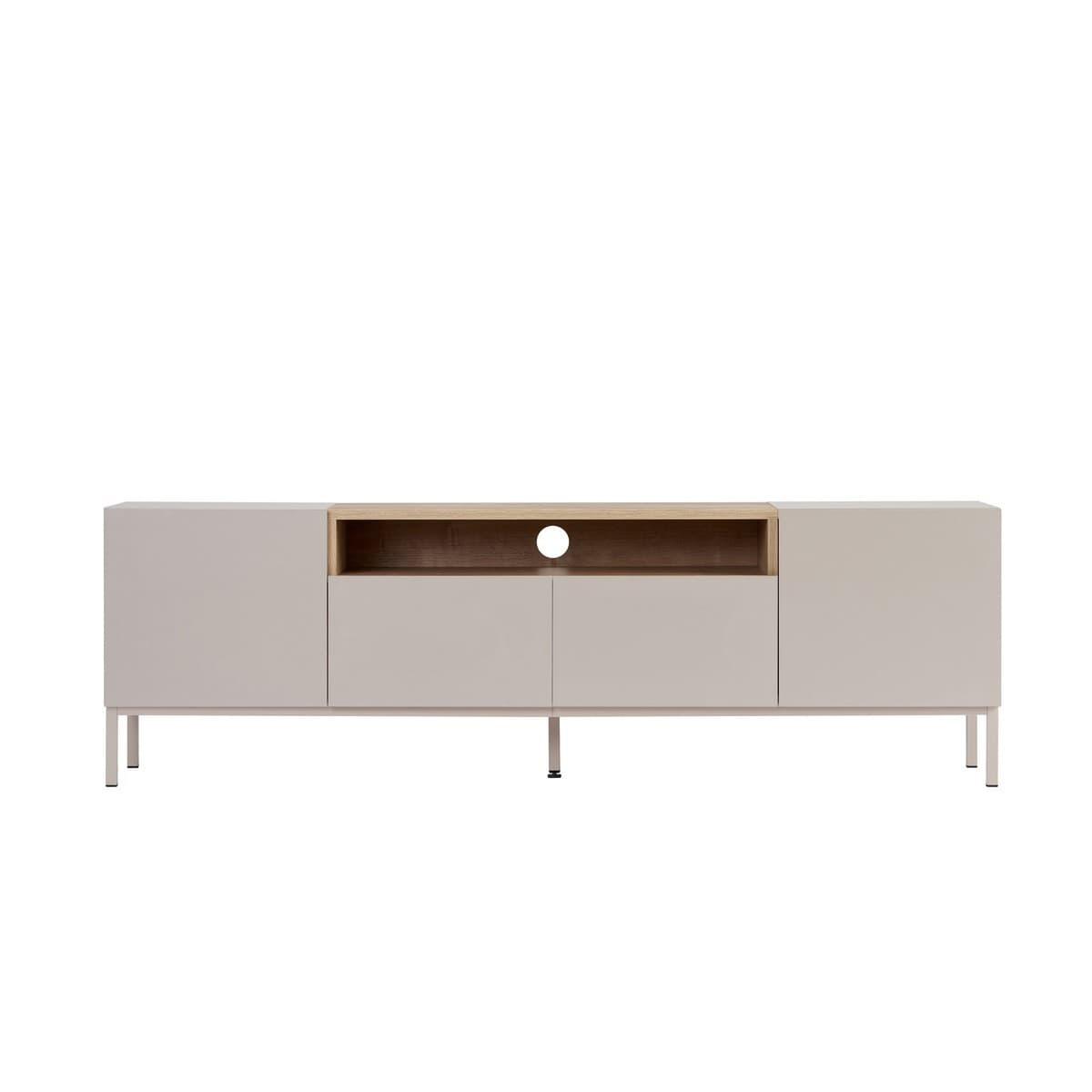 Meuble TV 4 portes 1 niche L160 cm - OLIVER - Couleur : Cashmere - Panneaux de particules - Calicosy