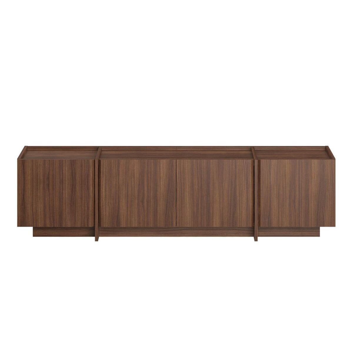 Meuble TV 4 portes L180 cm - ARVEN - Couleur : Noyer - Panneaux de particules - Calicosy