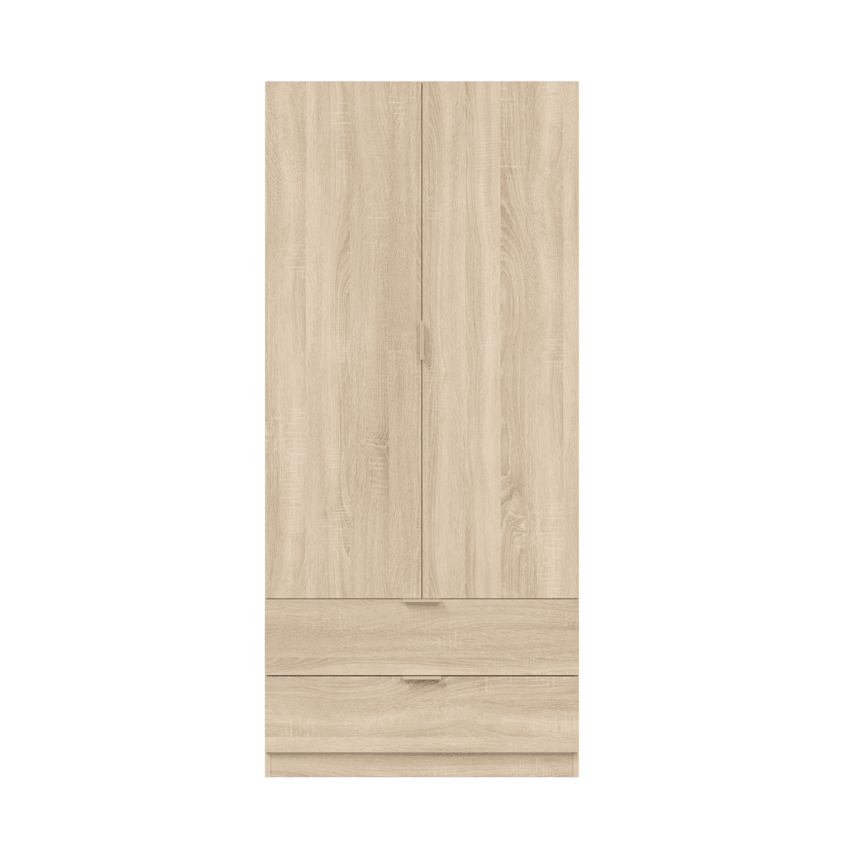 Armoire 2 portes et 2 tiroirs H180 cm - DARION - Couleur : Chêne - Panneaux de particules - Calicosy