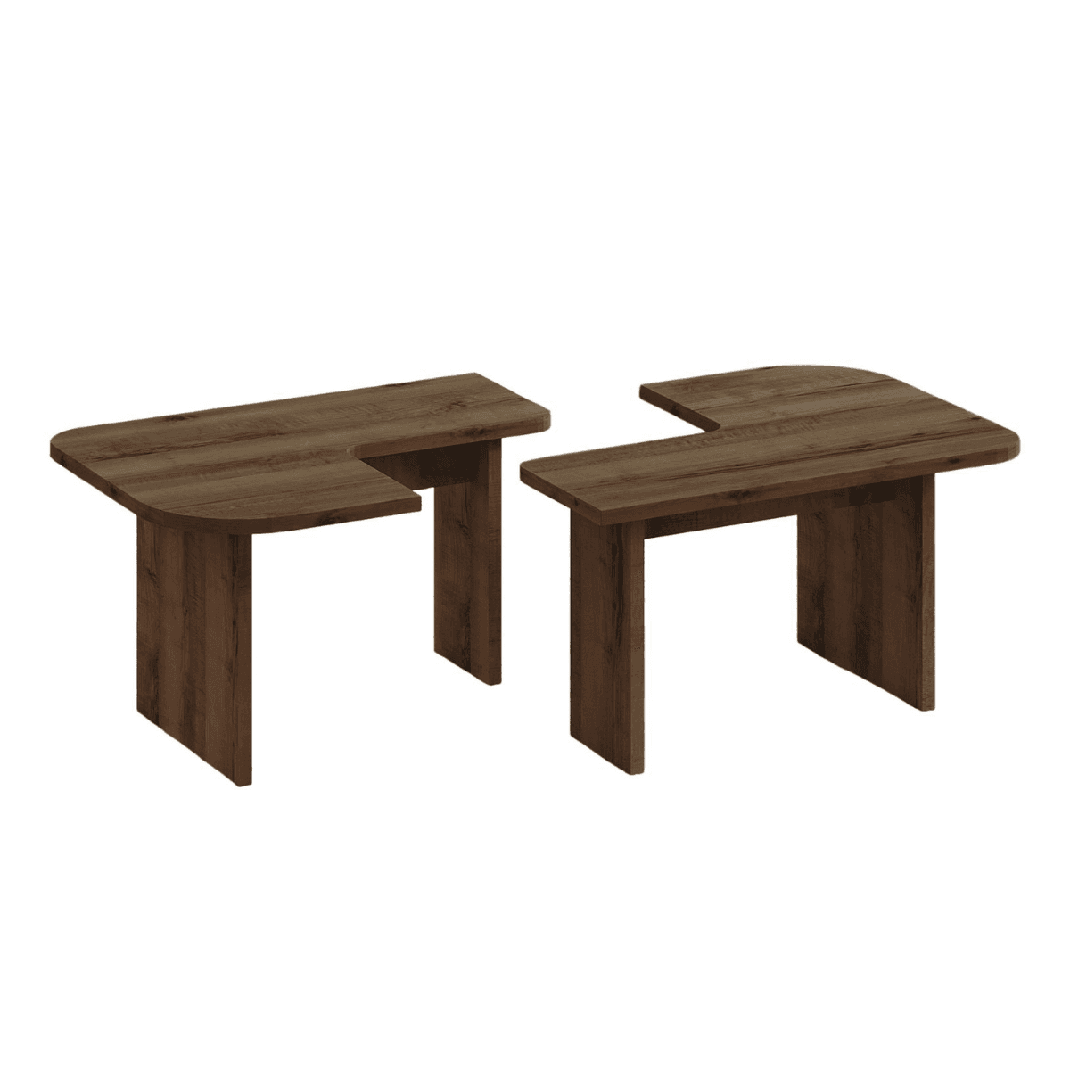 Lot de 2 tables basses L90 cm - ADEL - Couleur : Noyer - Panneaux de particules - Calicosy