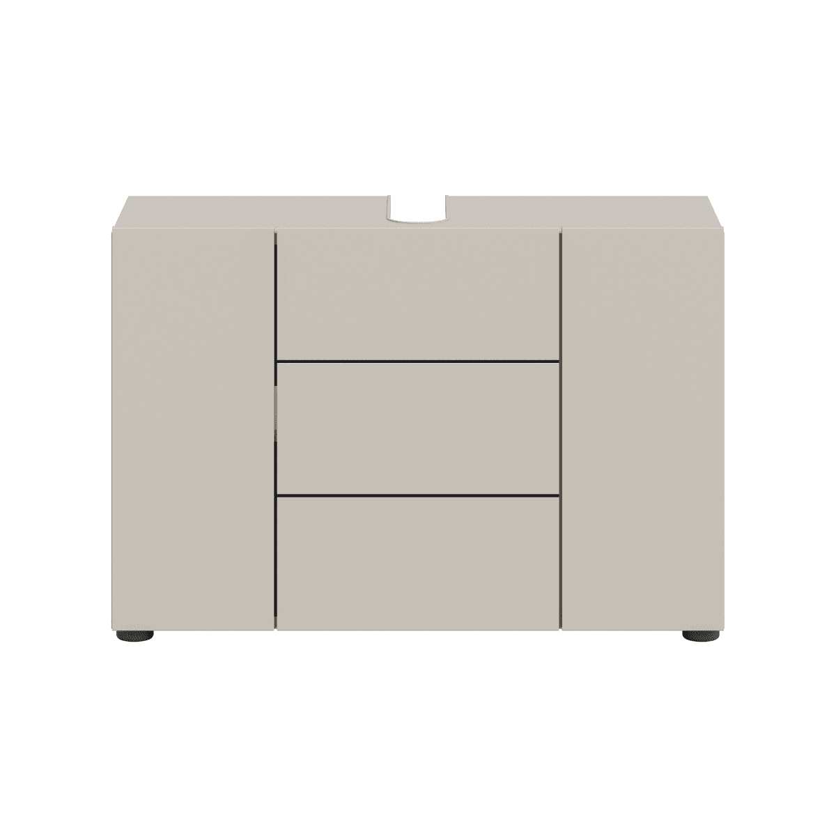 Meuble sous lavabo 3 portes L82 cm - NUA - Couleur : Cashmere - Panneaux de particules - Calicosy