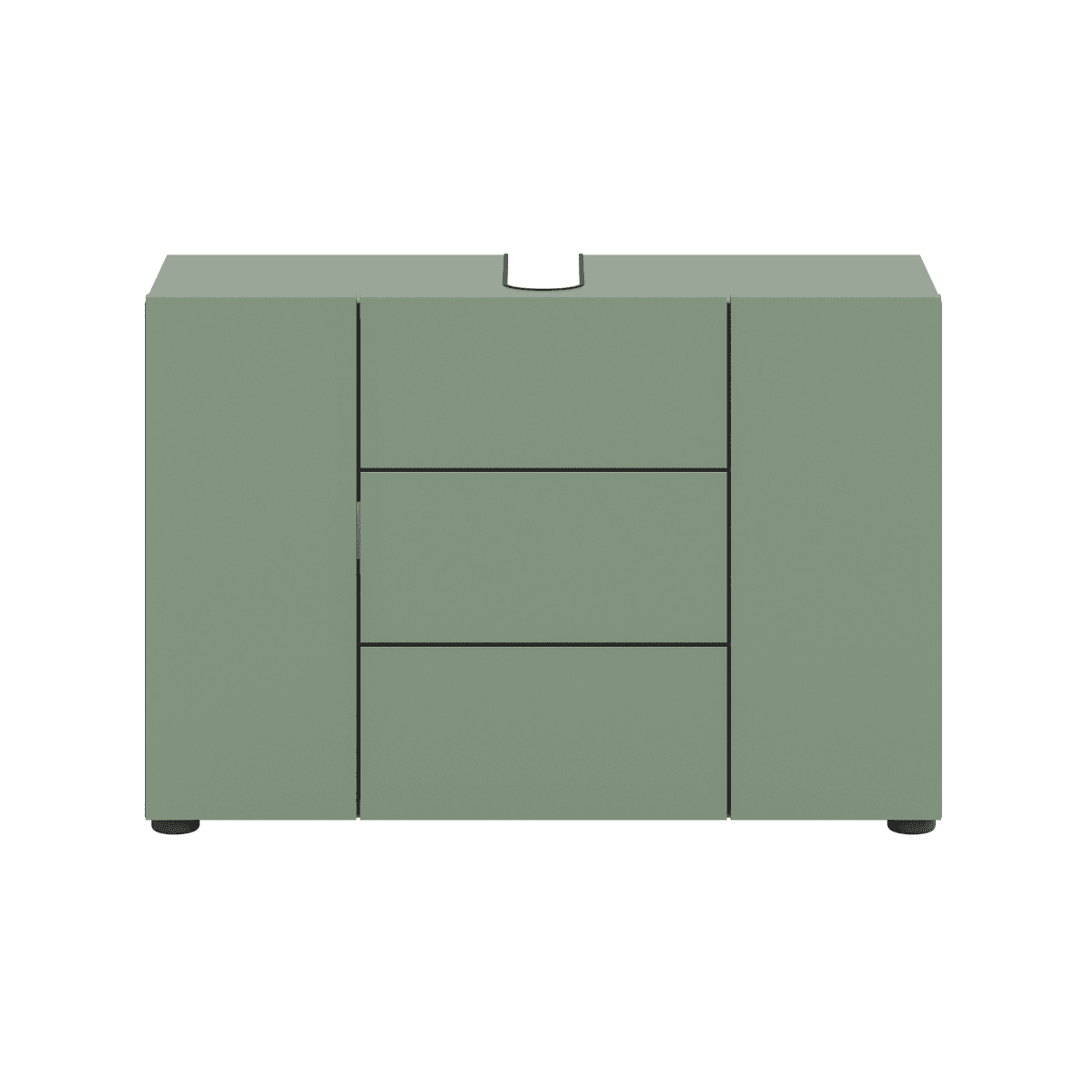 Meuble sous lavabo 3 portes L82 cm - NUA - Couleur : Vert - Panneaux de particules - Calicosy