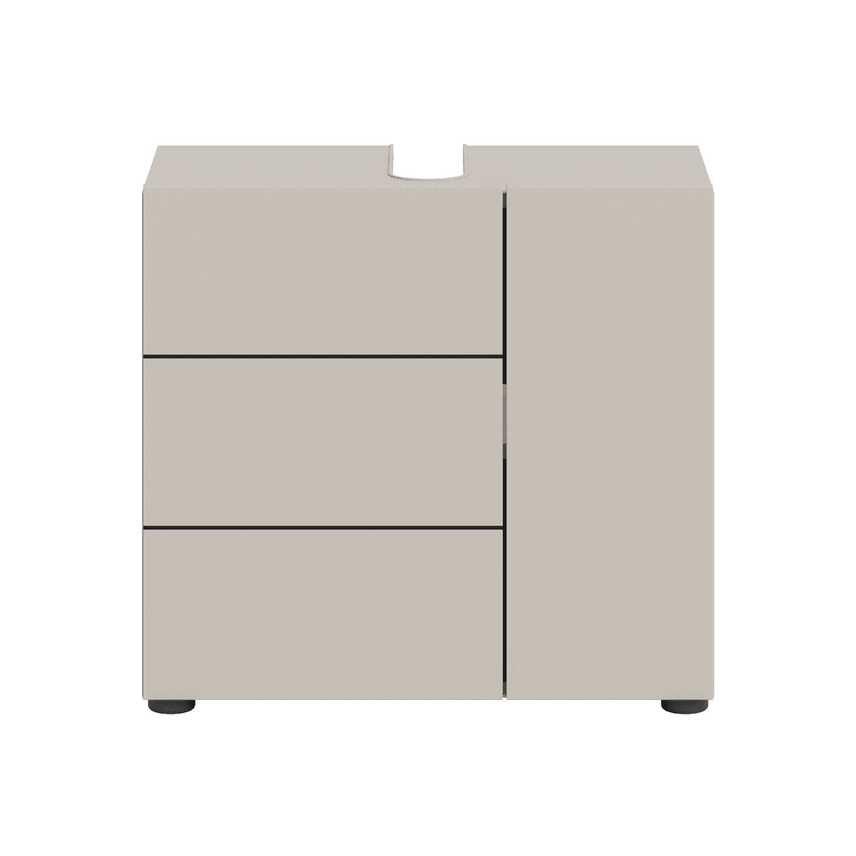 Meuble sous lavabo 2 portes L60 cm - NUA - Couleur : Cashmere - Panneaux de particules - Calicosy