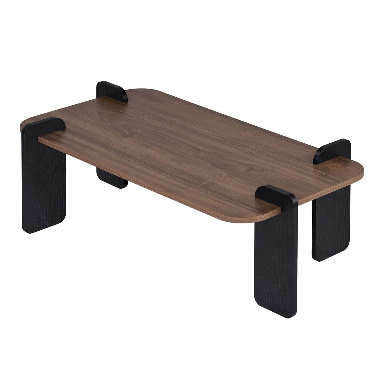 Table basse rectangulaire L120 cm - ELOI - Couleur : Noyer / Noir - Panneaux de particules - Calicosy