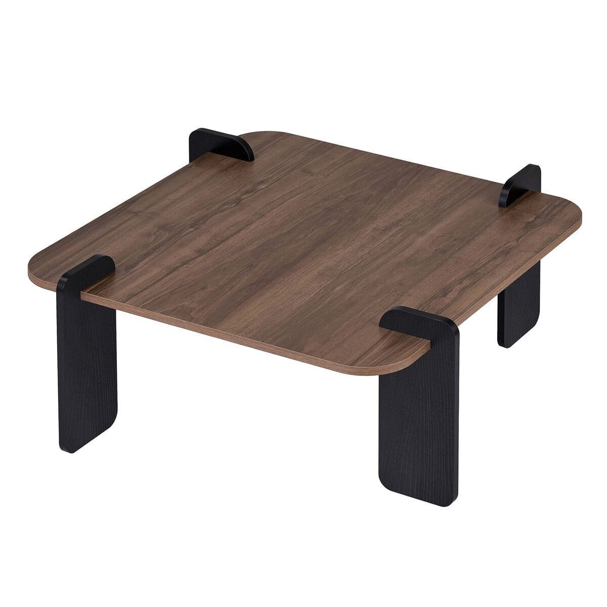 Table basse carré L90 cm - ORME - Couleur : Noyer / Noir - Panneaux de particules - Calicosy