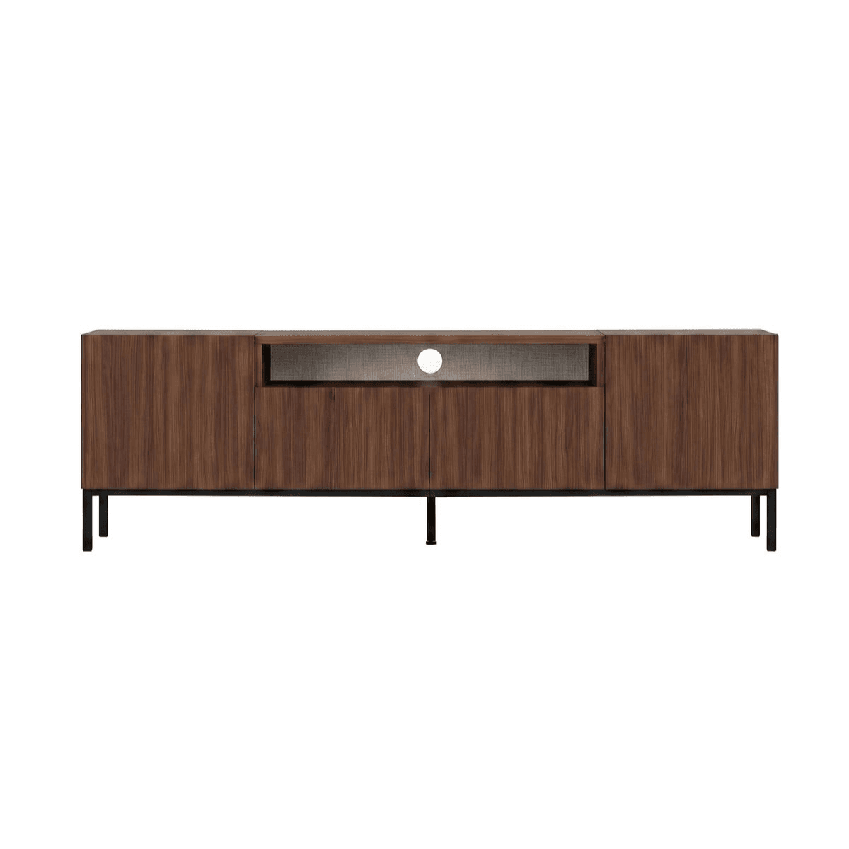 Meuble TV 4 portes 1 niche L160 cm - OLIVER - Couleur : Noyer - Panneaux de particules - Calicosy