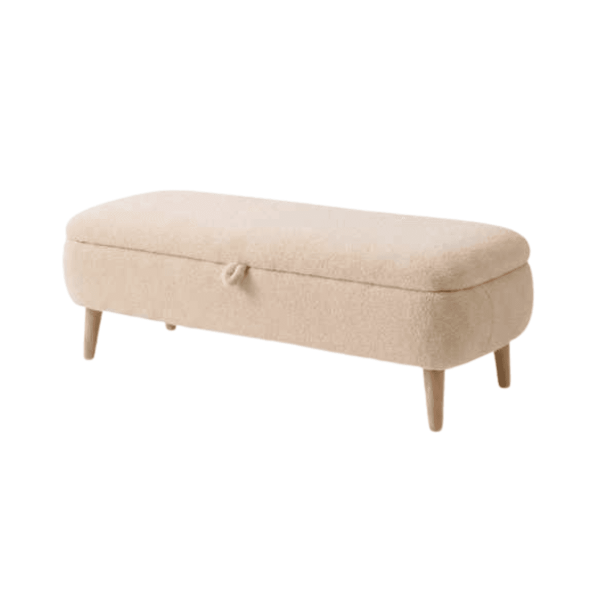 Banc de rangement en tissu bouclette L90 cm - BEN - Couleur : Beige - Panneaux de particules - Calicosy