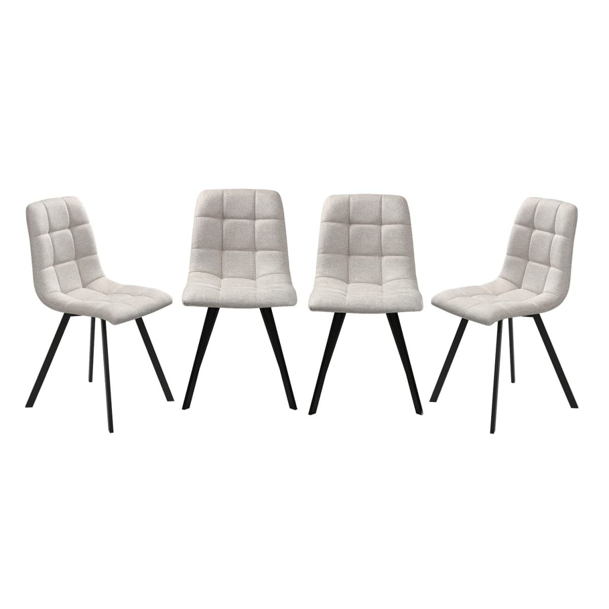 Lot de 4 chaises matelassées tissu chiné CHILLI - Couleur : Beige - Panneaux de particules - Calicosy