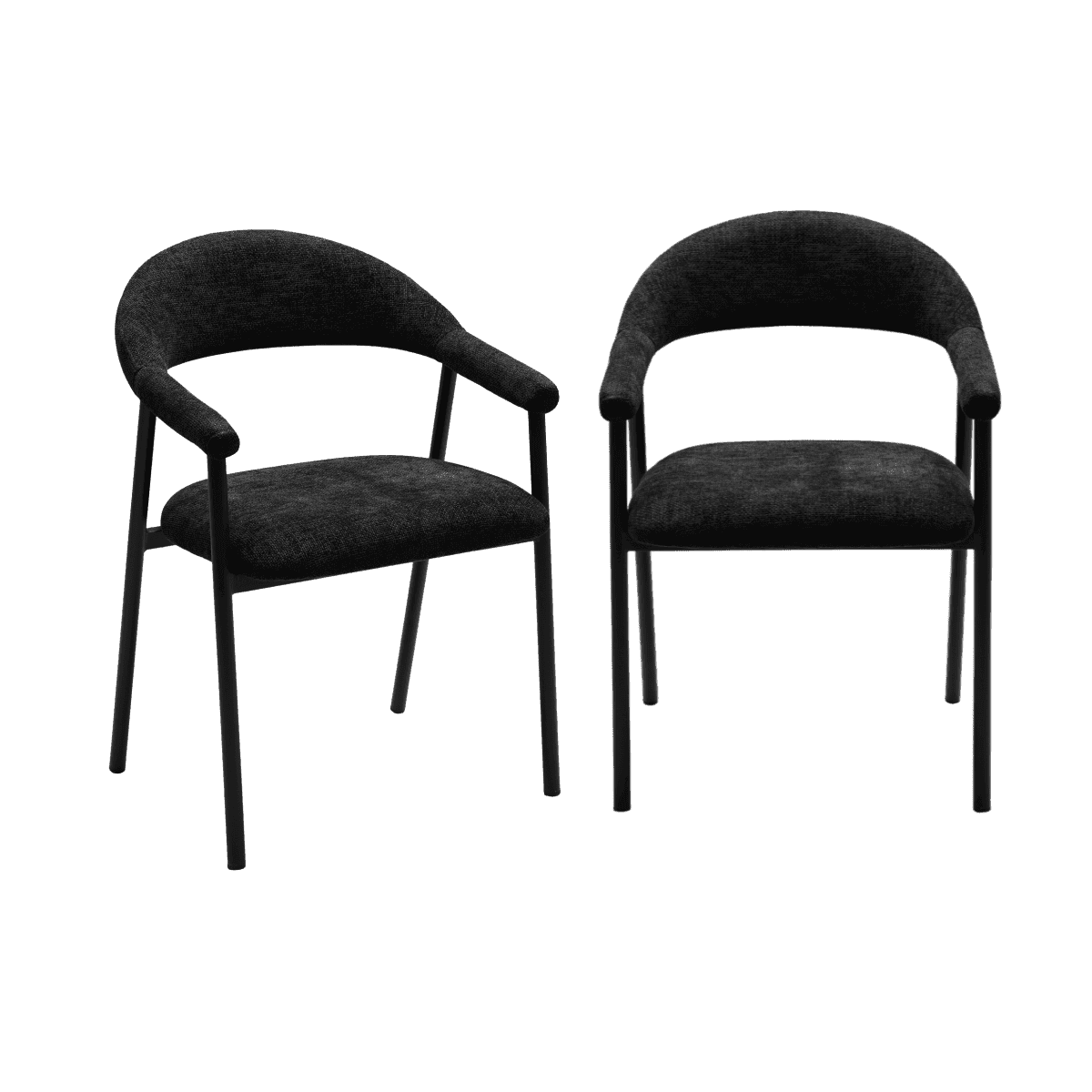 Lot de 2 chaises en tissu bouclette L56 cm - AREN - Couleur : Noir - Métal - Calicosy