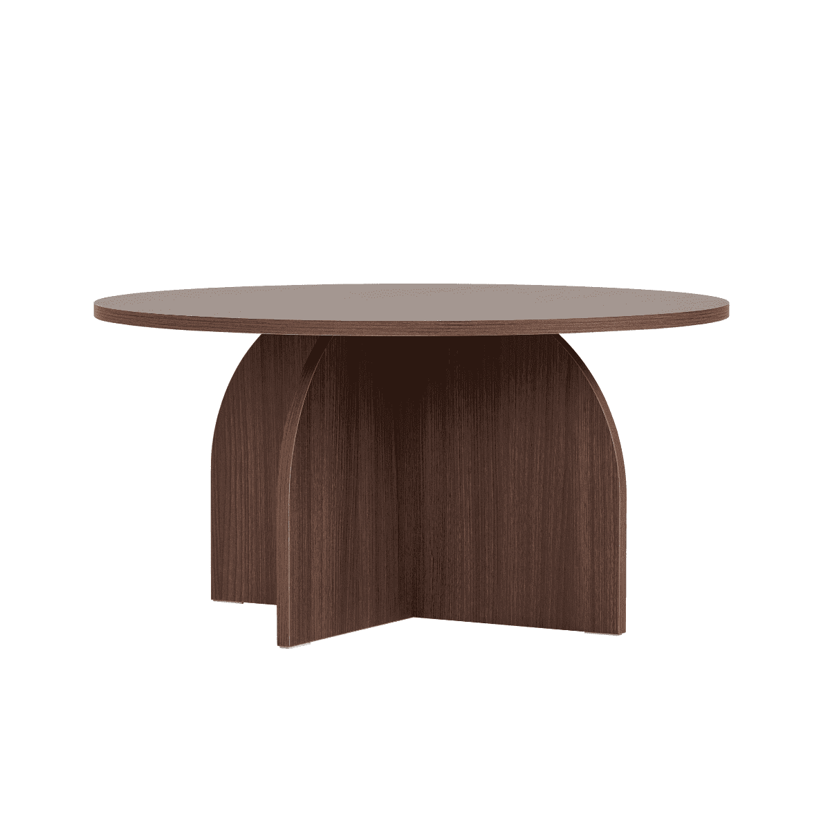 Table basse avec plateau rond D80 cm - CLOVER - Couleur : Noyer - Panneaux de particules - Calicosy