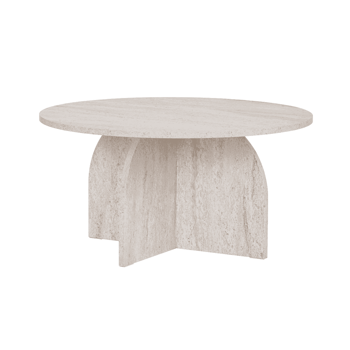 Table basse avec plateau rond D80 cm - CLOVER - Couleur : Travertin - Panneaux de particules - Calicosy
