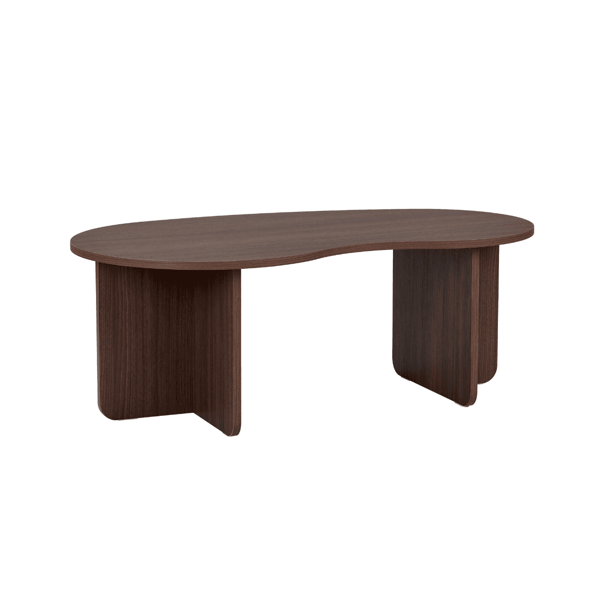 Table basse avec plateau organique L110 cm - MOSS - Couleur : Noyer - Panneaux de particules - Calicosy