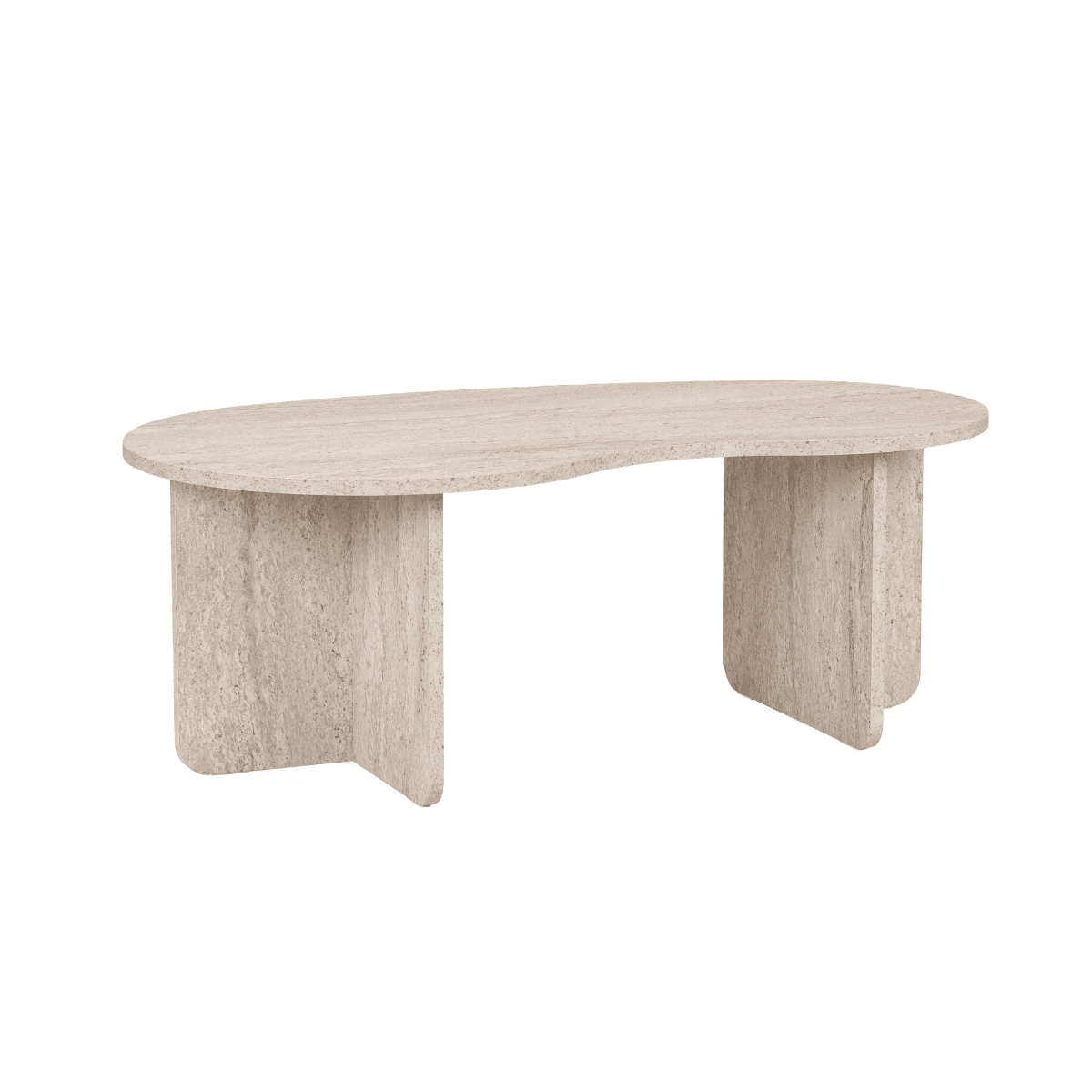 Table basse avec plateau organique L110 cm - MOSS - Couleur : Travertin - Panneaux de particules - Calicosy