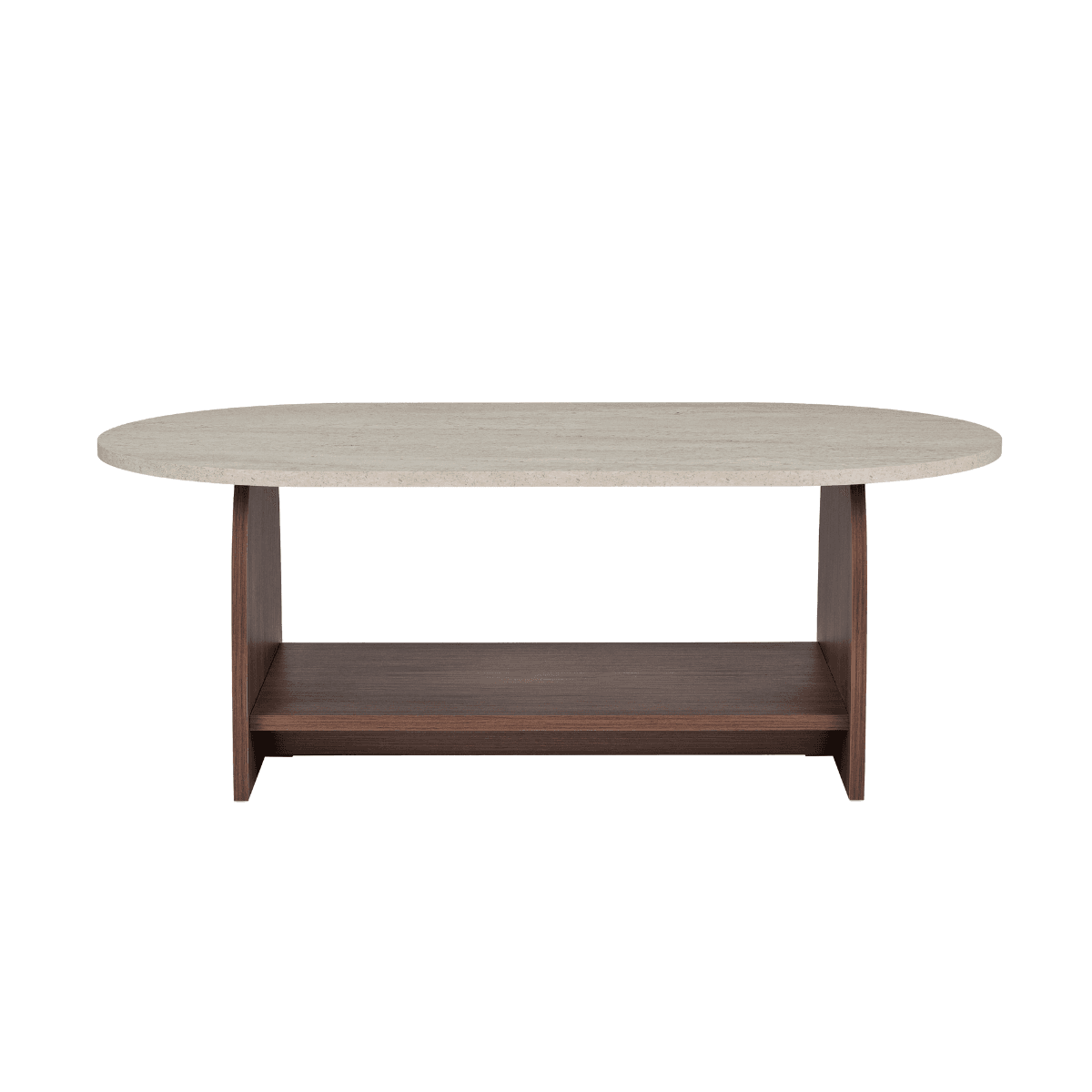 Table basse avec deux plateaux L110 cm - ASTER - Couleur : Travertin/ Noyer - Panneaux de particules - Calicosy