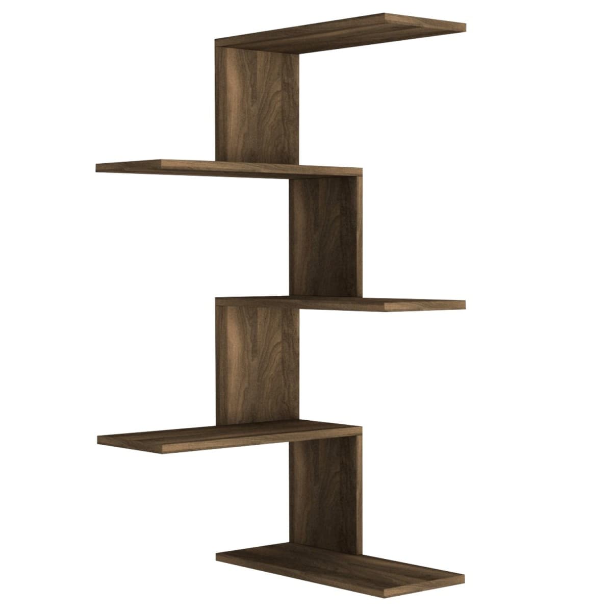 Etagère murale à 5 niveaux H109 cm - MAVI - Couleur : Noyer - Panneaux de particules - Calicosy