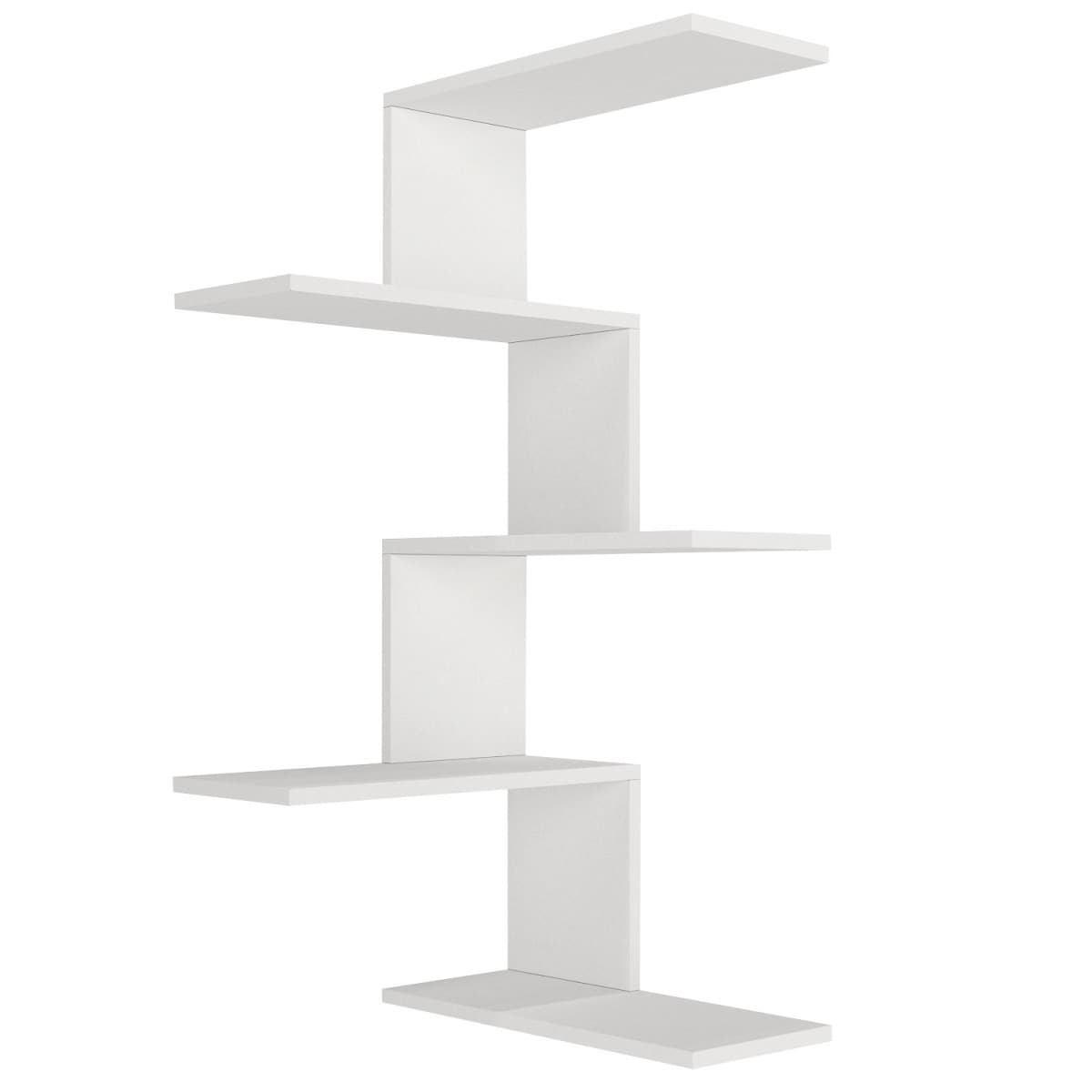 Etagère murale à 5 niveaux H109 cm - MAVI - Couleur : Blanc - Panneaux de particules - Calicosy