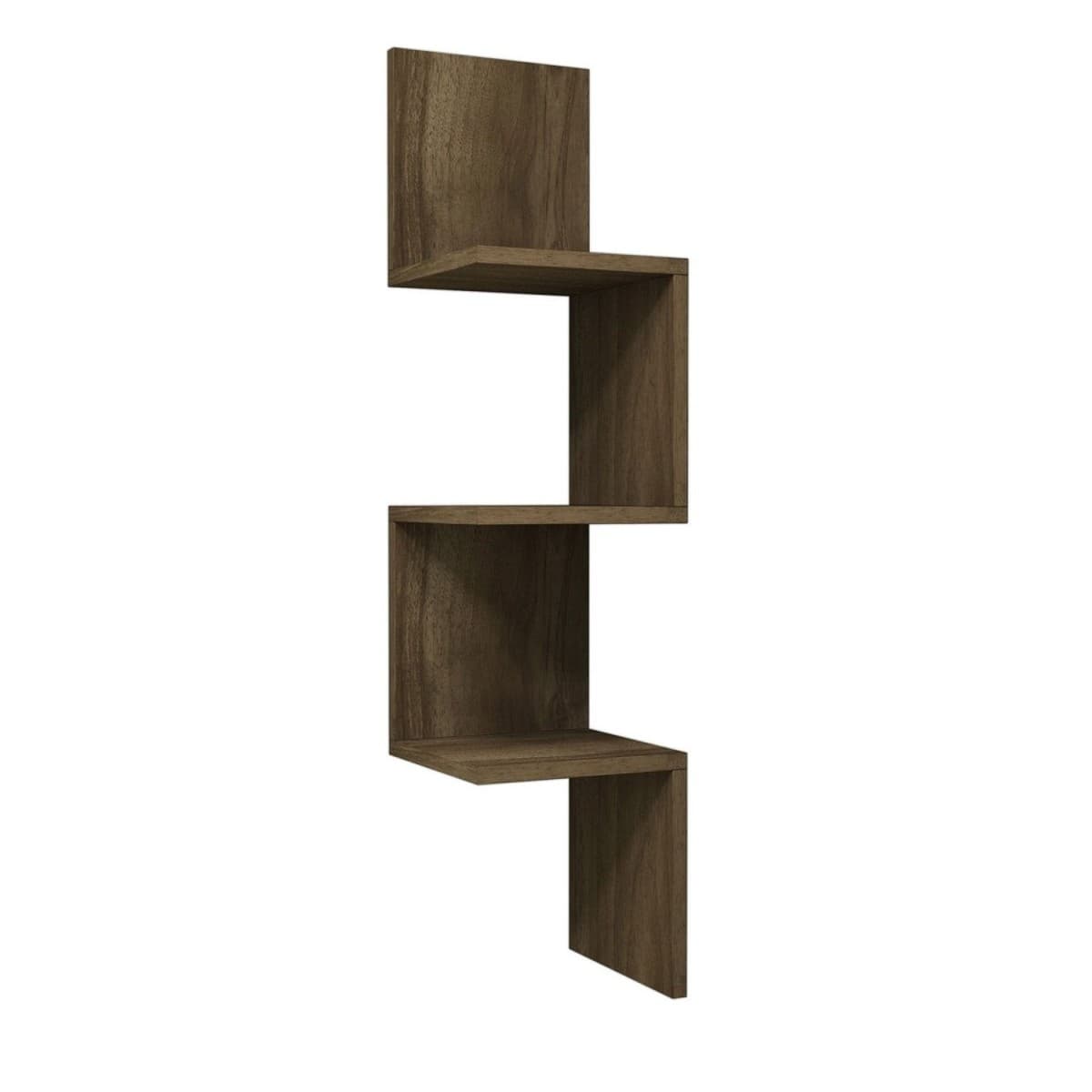 Etagère murale à 3 niveaux H105 cm - OLYA - Couleur : Noyer - Panneaux de particules - Calicosy