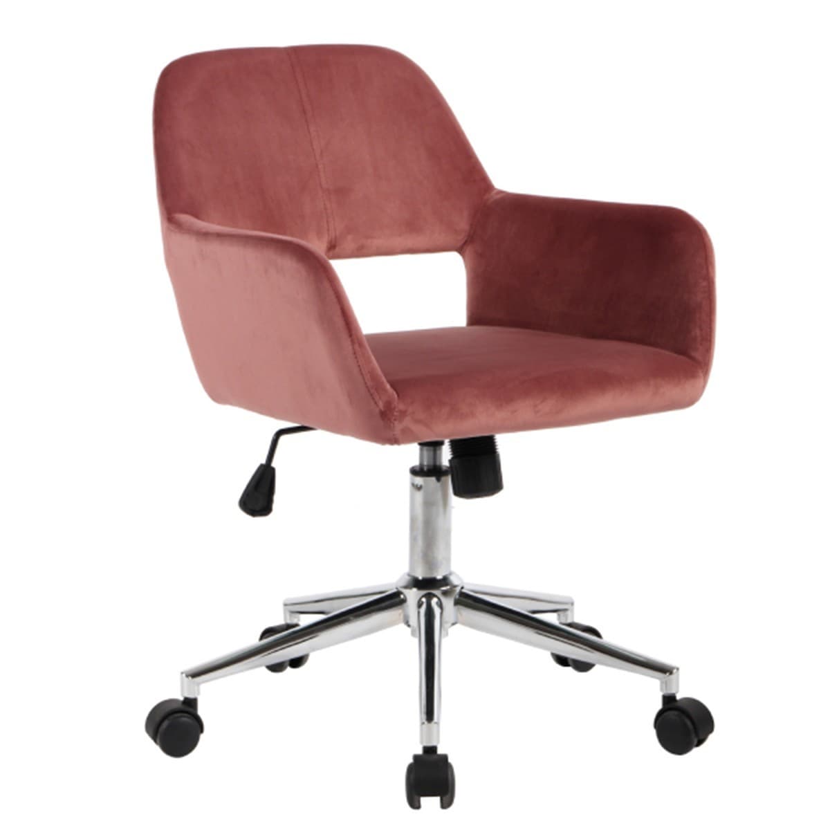 Chaise de bureau en velours ajustable - Ross - Couleur : Rose - Métal - Calicosy