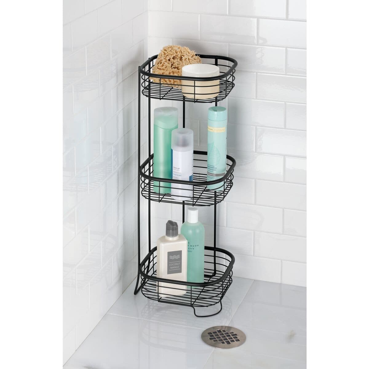 Étagère de douche 3 niveaux en acier - Calicosy