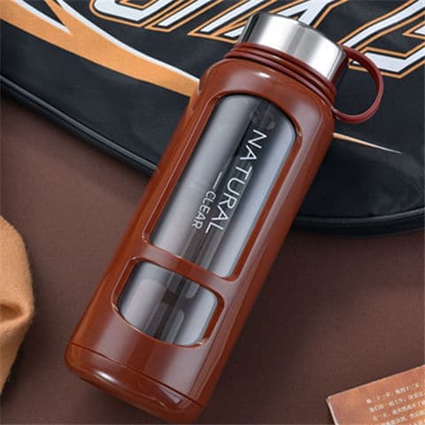 Gourde en verre portable (Couleur: Marron, Capacité: 1000ml)