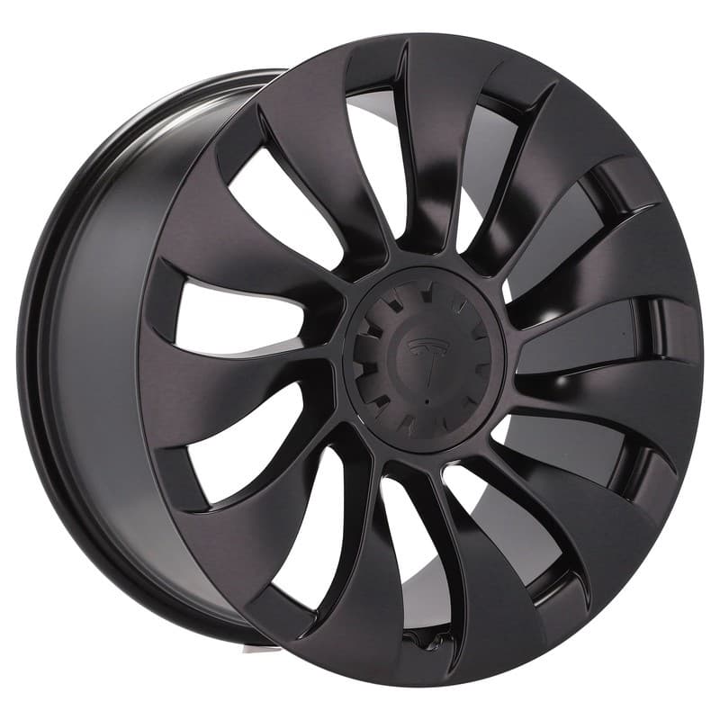 4 jantes 9.5 21 5x114.3 design tesla noir mat