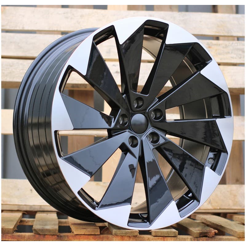 4 jantes 8.5 21 5x112 design skoda noir brillant