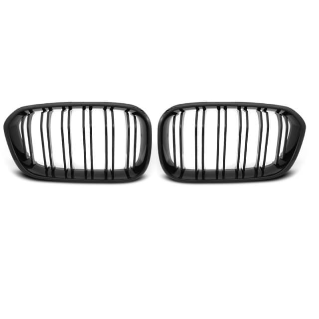 Grille noire brillante à double barre s'adapte aux bmw f20 f21 lci 15-18.