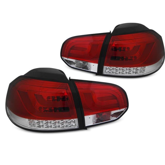 Feux arrière à del rouges et blancs compatibles avec vw golf 6 10.08-12