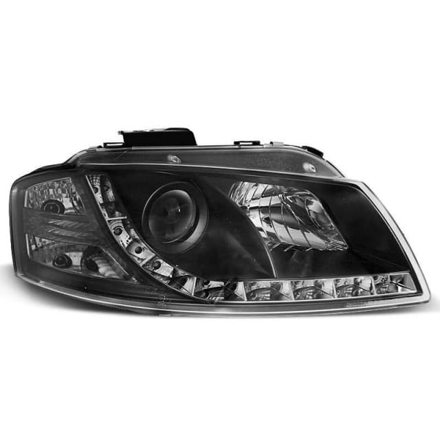 Phares de jour noirs s'adaptent à audi a3 8p 05.03-03.08