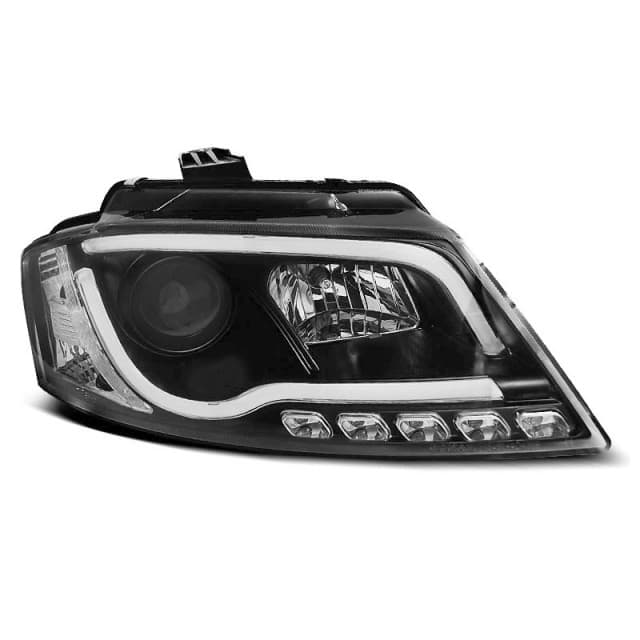 Feux de route tube lumineux drl noir s'adapte à audi a3 8p 08-12