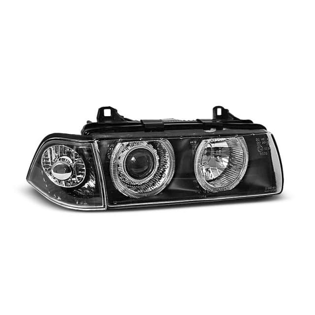 Phares angel eyes noirs s'adaptent à bmw e36 12.90-08.99