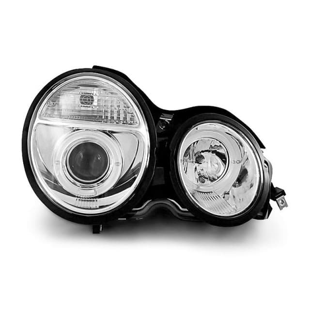 Phares angel eyes chrome s'adaptent à mercedes w210 e-classe 95-05.99.