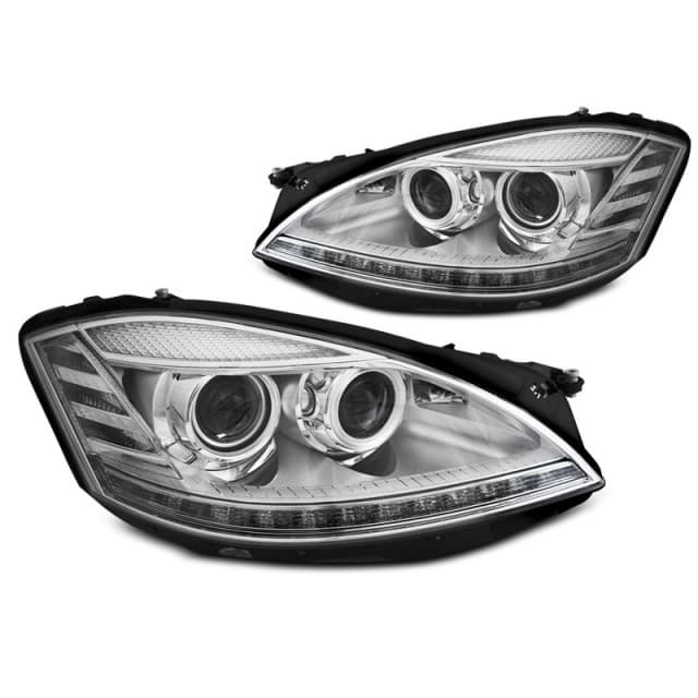 Phares xenon jour chrome seq s'adaptent à mercedes w221 05-09