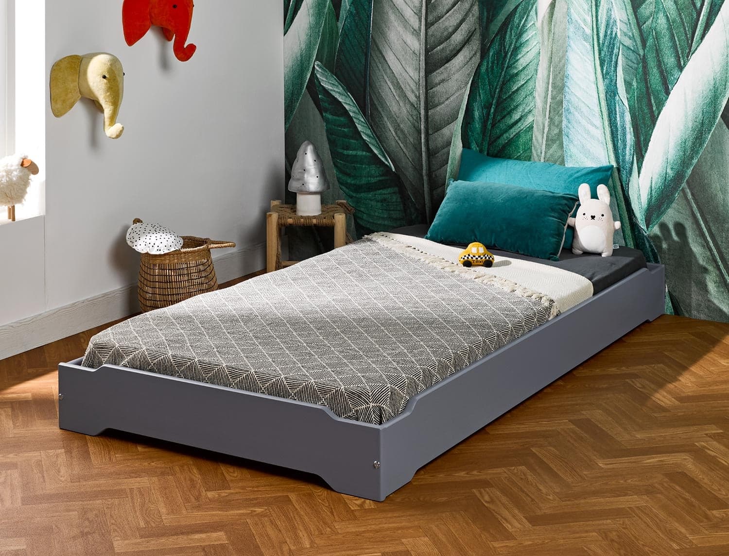 Lit empilable Lokka 90x190 Gris Flanelle
