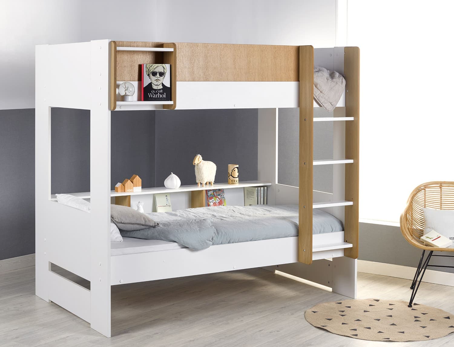 Lit superposé 90x190 Blanc & Bois Opus