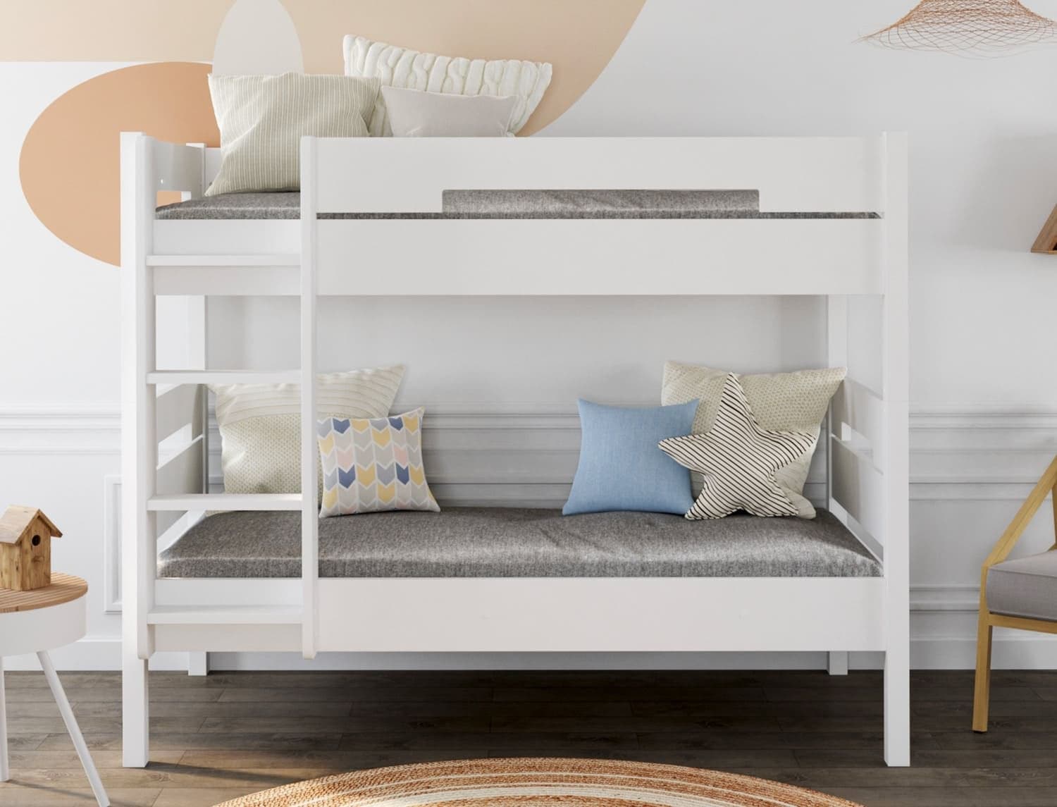 Lit superposé Blanc Milo 90x190 + 2 Matelas