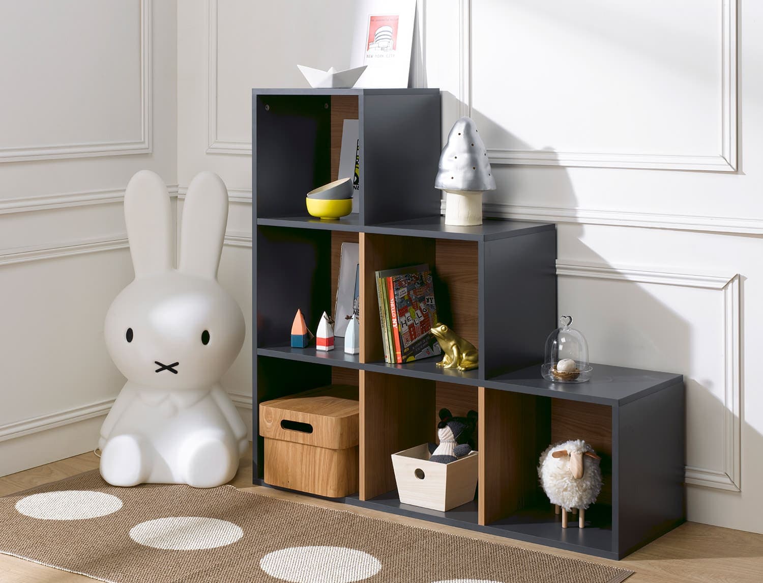 Cube de rangement escalier 6 cases Anthracite