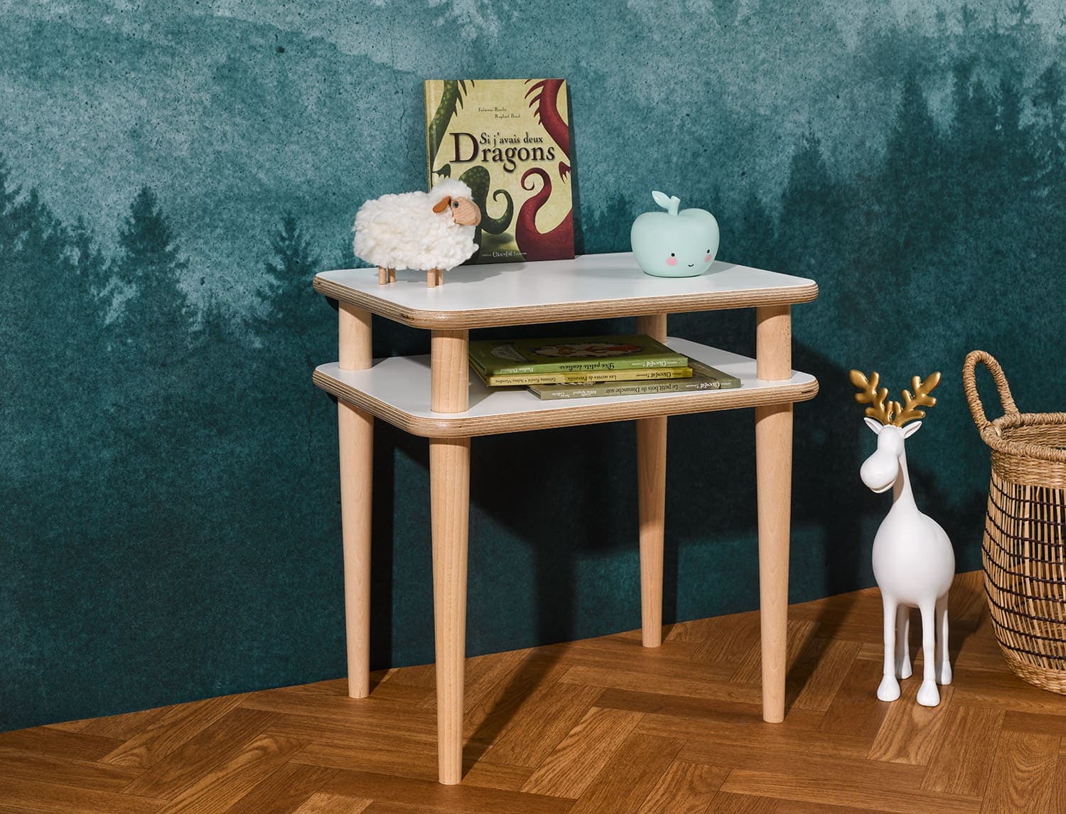 Table de chevet Blanc et Bois Natura