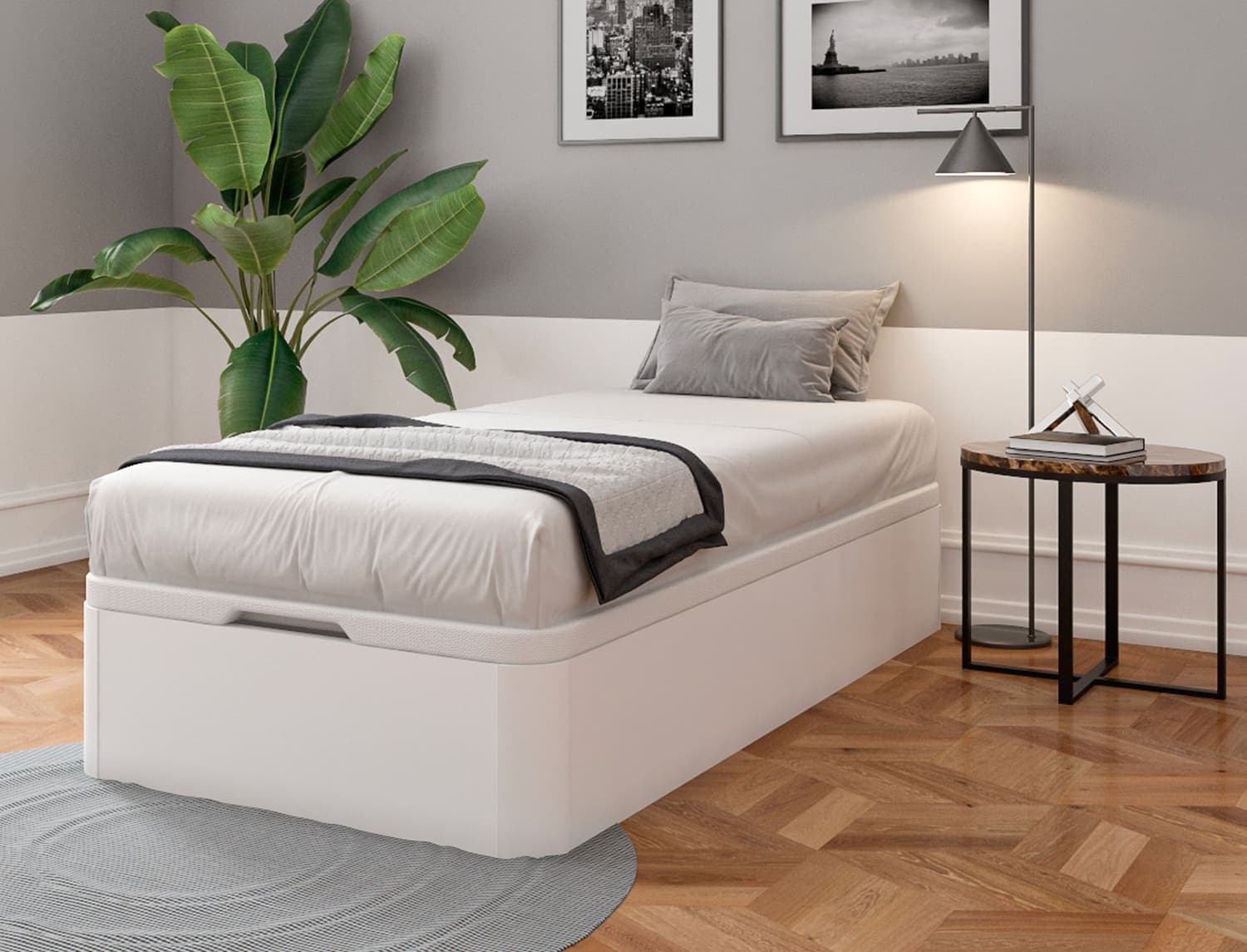 Lit coffre 90x200 Blanc Temma