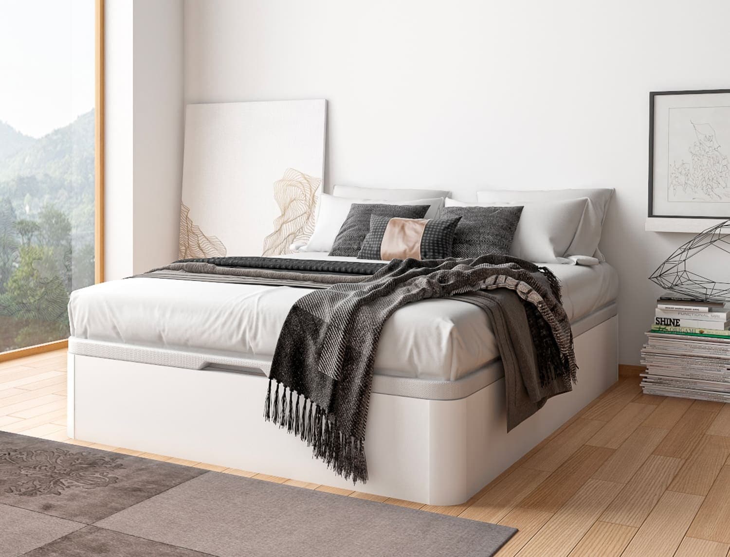 Lit coffre 140x200 Blanc Temma