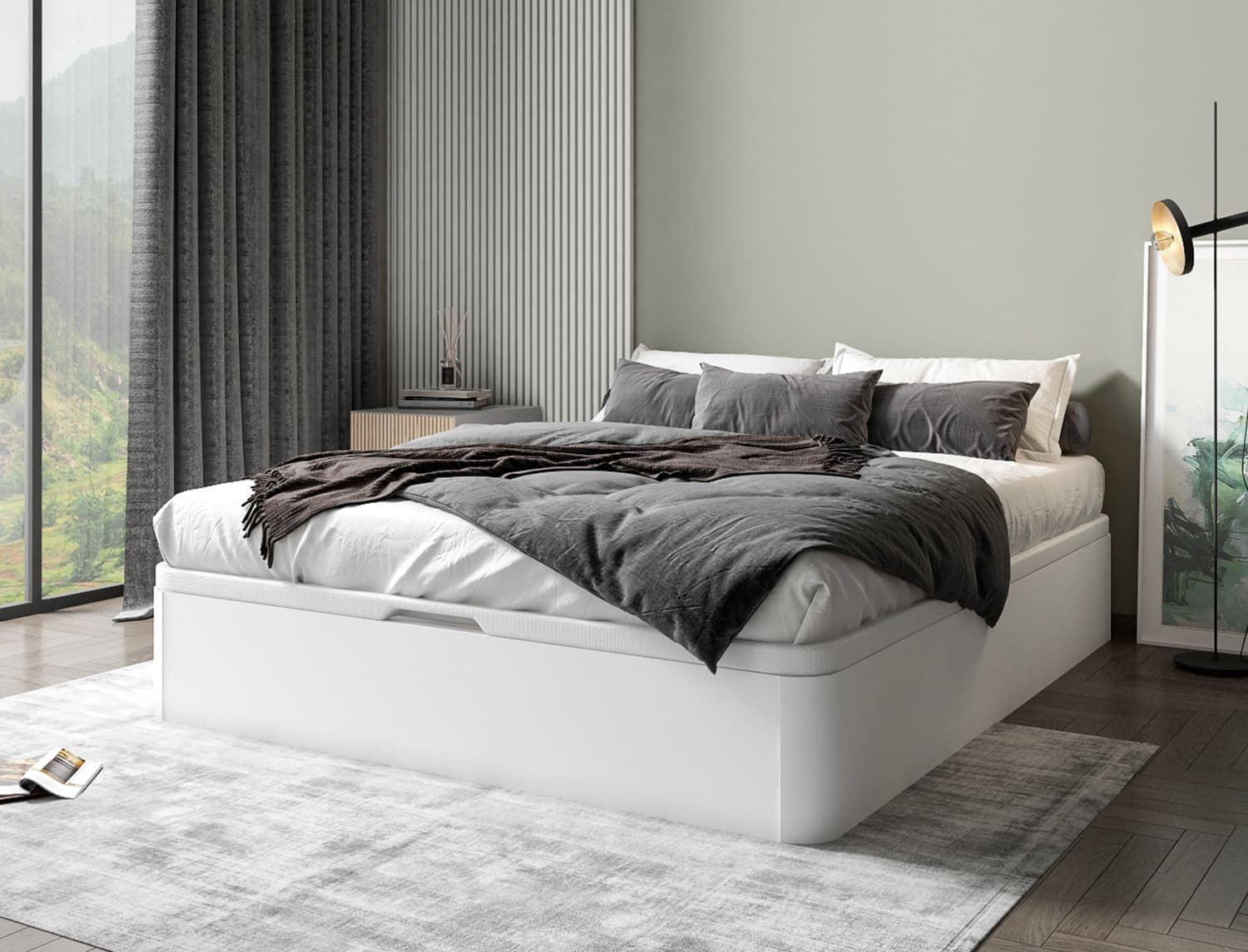 Lit coffre 160x200 Blanc Temma