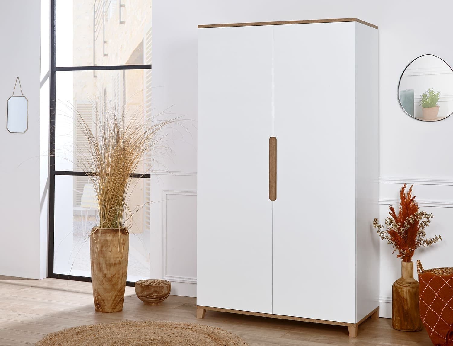 Armoire blanc & bois MILOR