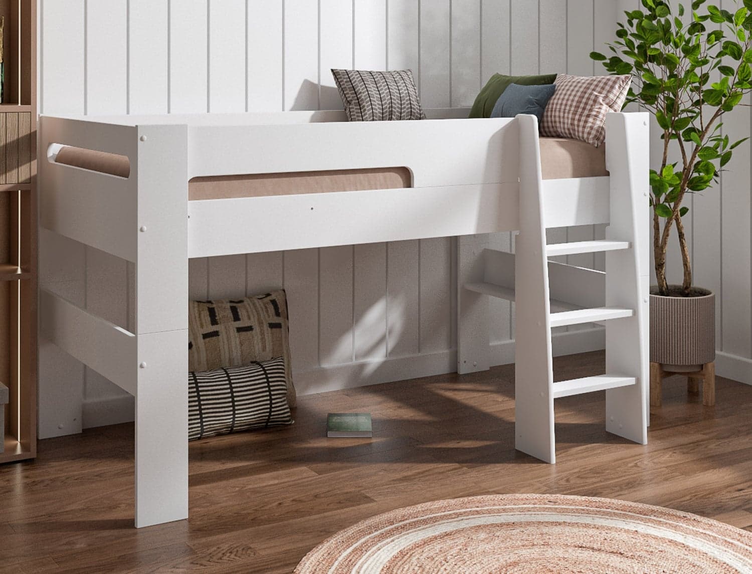 Lit mi-hauteur London Blanc