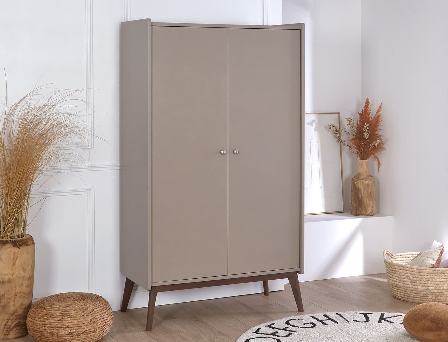 Armoire 2 portes Argile & Noyer Gaïa