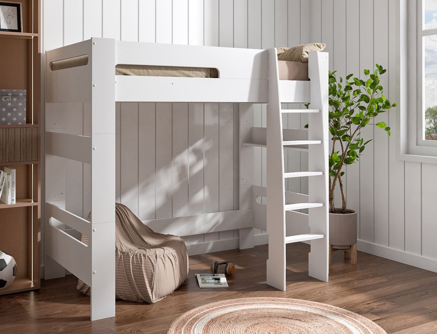 Lit mezzanine Blanc London + Matelas