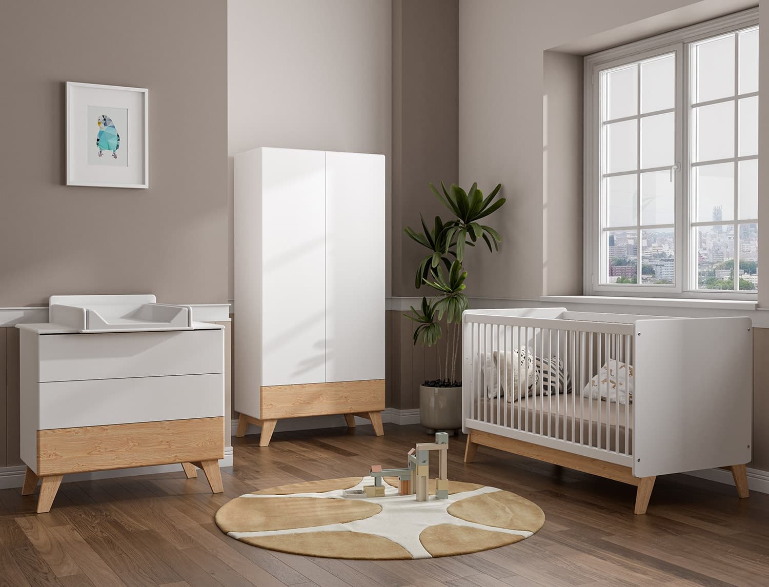 Chambre bébé complète Blanc & Bois Equilibre