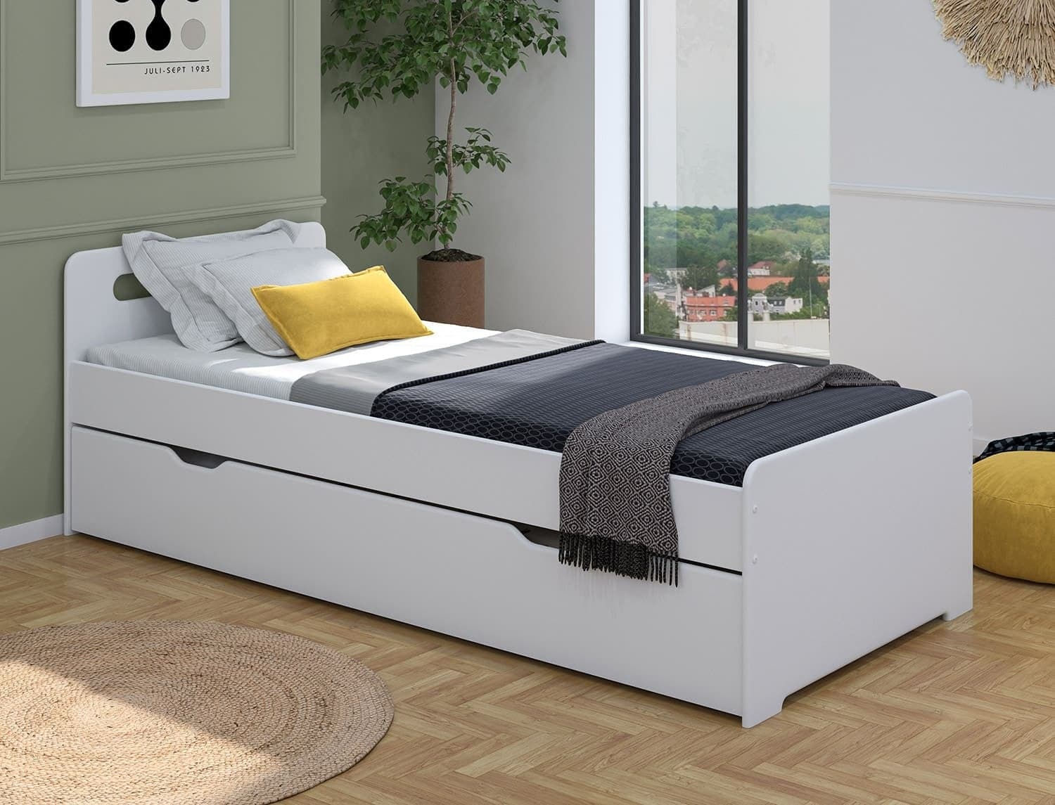 Lit gigogne 90x200 Blanc Féroé